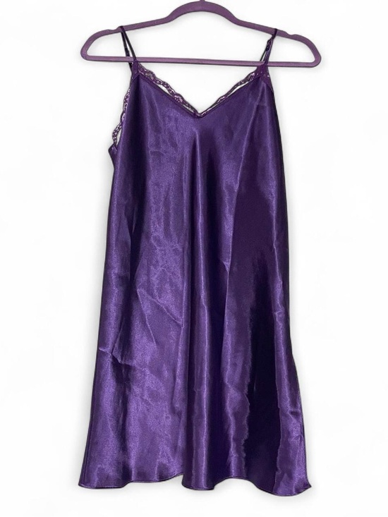 Other - Vintage Deep Purple Lace Trim Satin Slip Dress